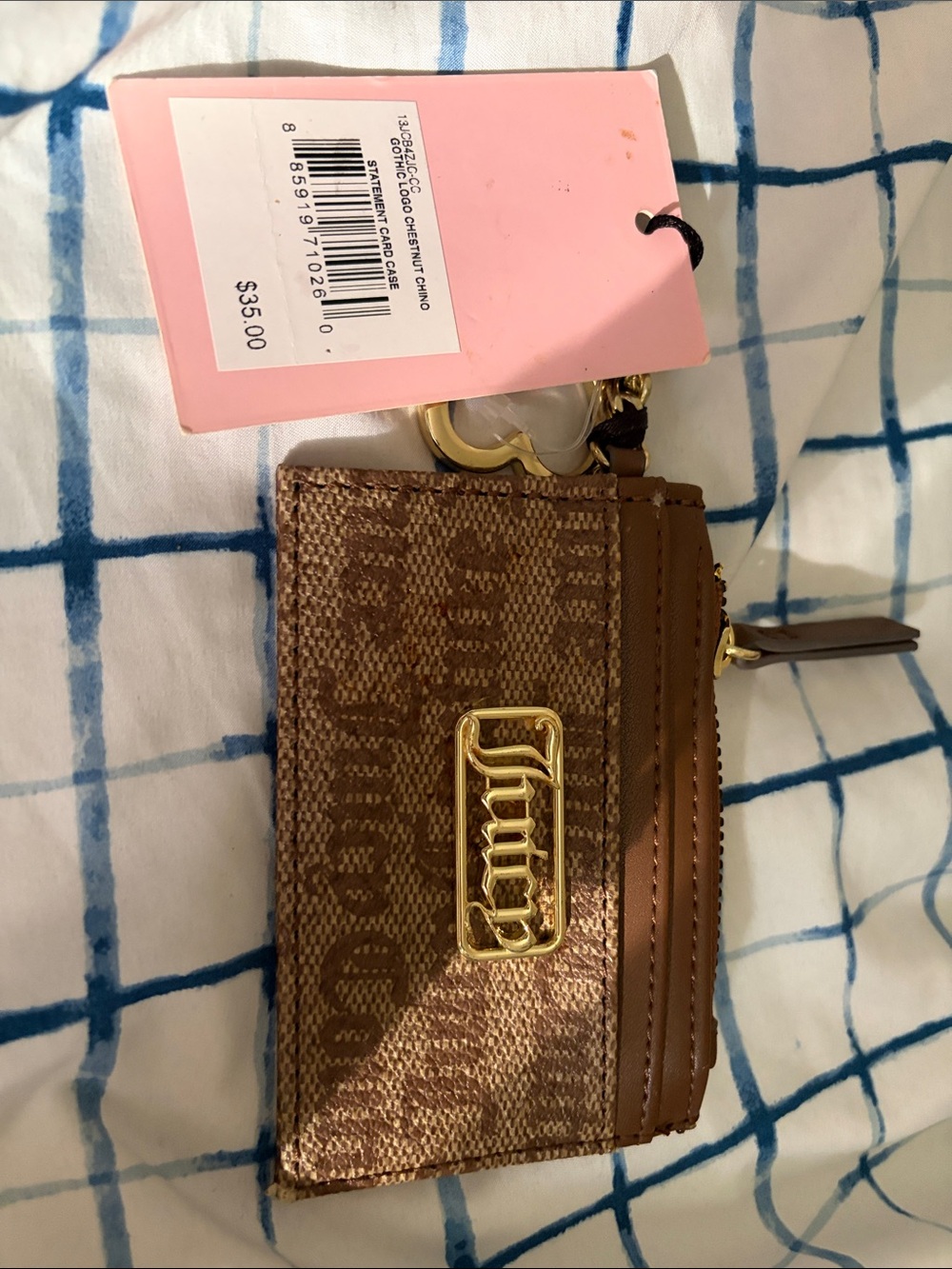 Juicy Couture Chestnut Logo Zip Card Case Wallet - Brown with Gold Hardware - Picture 2 of 3